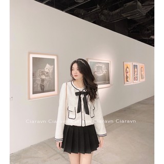 Chân váy li to (đen/trắng)