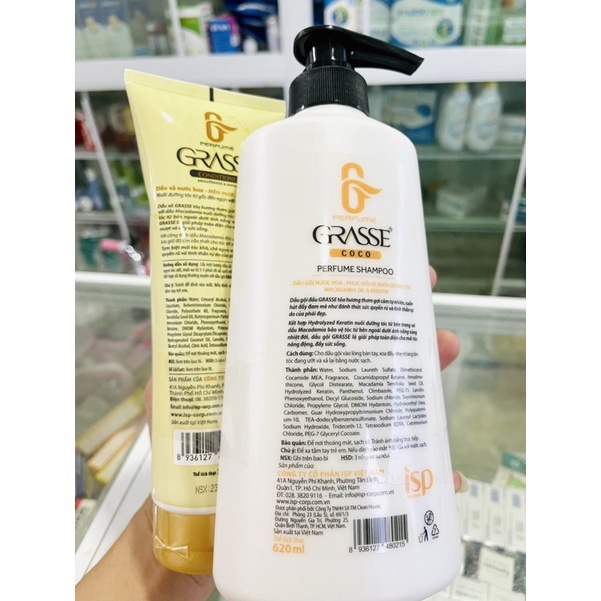 Dầu gội - Sữa Tắm Grasse hương nước hoa 620ml+ tặng dầu xả + Tặng dầu gội Grasse 215ml
