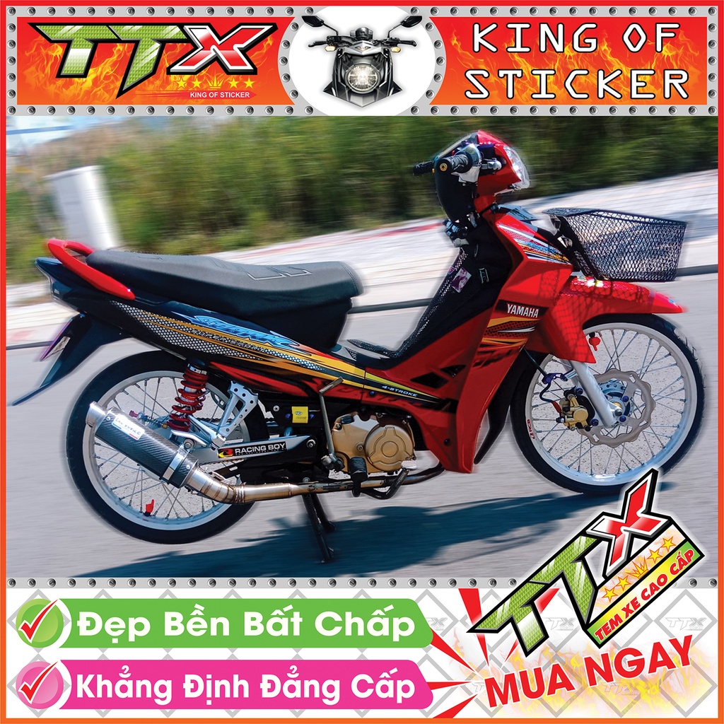 Tem sirius 110 hiệu spark , Tem xe phụ kiện sirius màu đỏ nền đen siêu đẹp , Shop TTX Team chế sirius mã