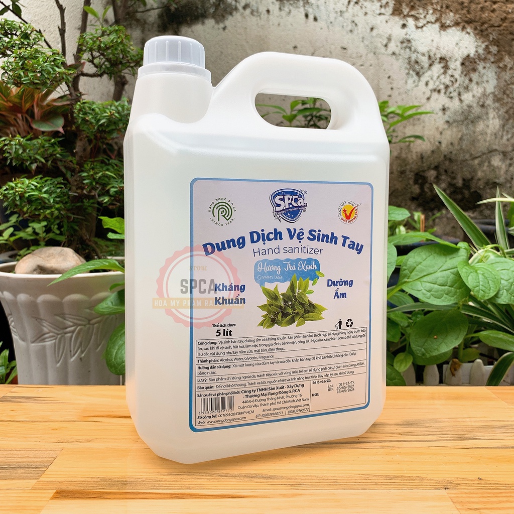Nước Rửa Tay Khô SPCa Can 5 Lít - Nước Sát Khuẩn Sạch Khuẩn 99,9%