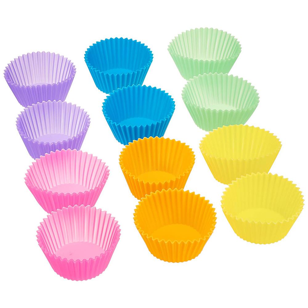 Set 12 Khuôn Silicone Làm Bánh Cupcake Nhiều Màu Tiện Dụng