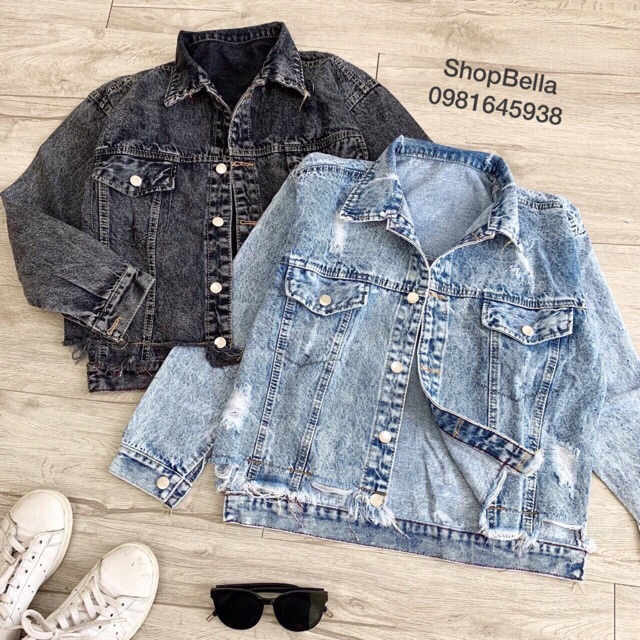 Áo khoác jeans đốm rách cực bụi bặm ❤️