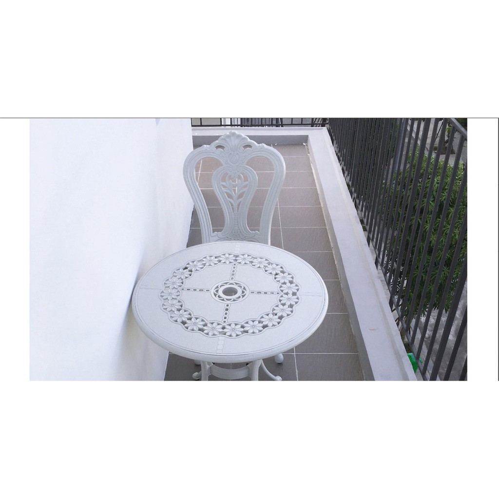 Bàn Ghế Ngoài Trời  Bộ Bàn Ghế Nhôm Đúc Trắng BG-D65T