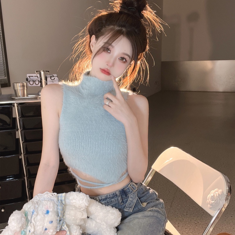 Áo Croptop Sát Nách Cổ Cao Thiết Kế Quyến Rũ Thời Trang