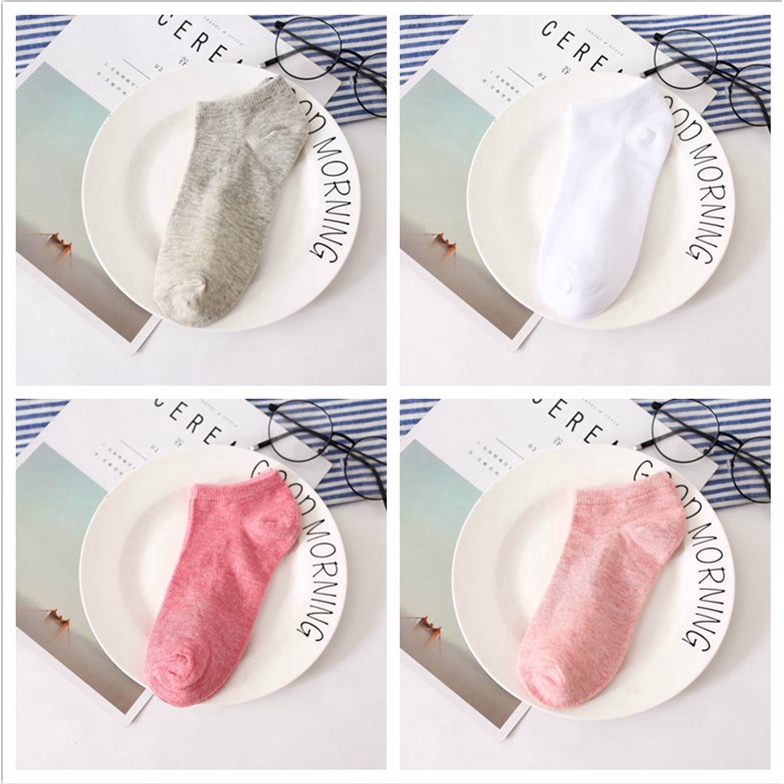 Đôi tất trơn chất cotton chống trượt cổ thấp xinh xắn