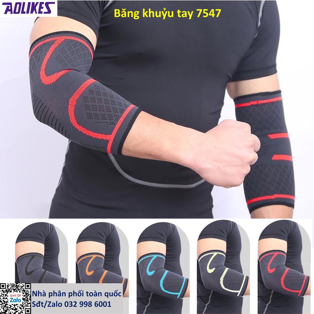 Băng khuỷu tay thể thao chính hãng Aolikes 7547 Bó khủy tay bóng chuyền (1 đôi) tdhn1