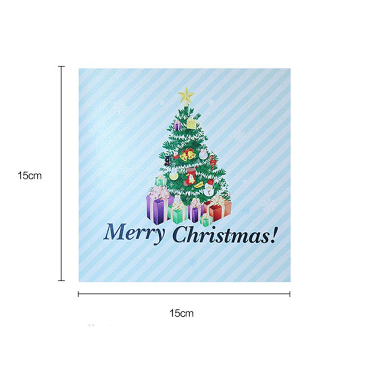 3D Christmas Decorations Colorful Tree Greeting Card Laser Cutting Envelope Postcard Hollow Carved Handmade Gift