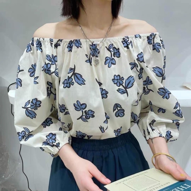 Áo hoa trễ vai
