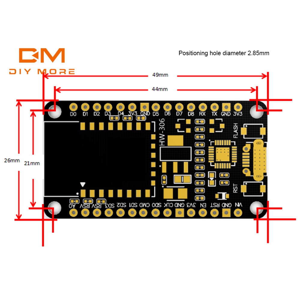 Bảng mạch phát triển DIYMORE Nodemcu Lua V2.1 ESP8266 ESP-12E Micro USB-CH9102X chuyên dụng chất lượng cao