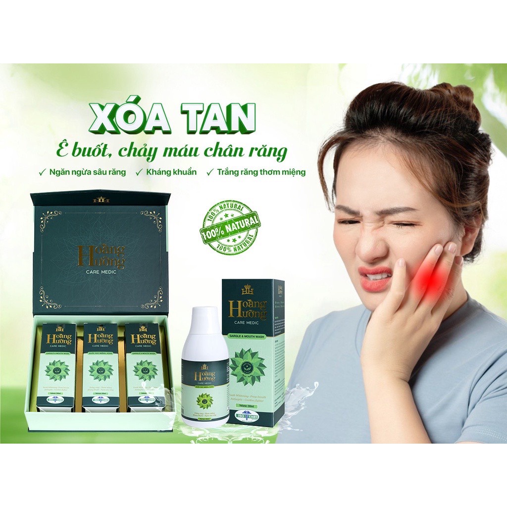 Nước Súc Miệng Thơm Miệng Hoàng Hường Care Medic Ngăn Ngừa Nâu Răng, Kháng Khuẩn, Trắng Răng 1 Lọ