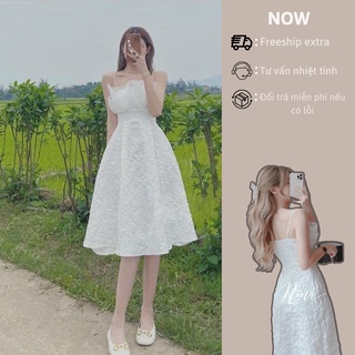 Đầm xốp 2 dây mix voan ly ngực trong sáng, dễ thương