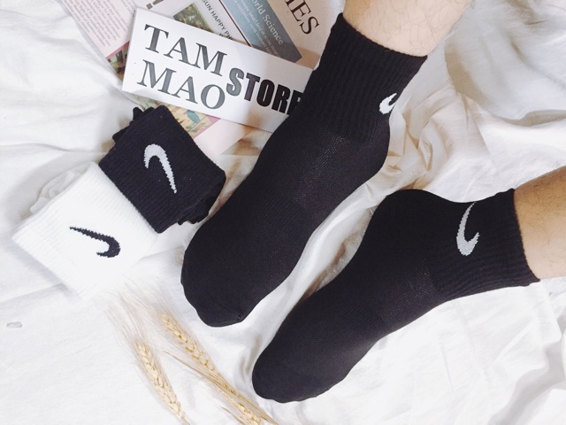 Tất/Vớ, nike nam nữ tất thời trang cổ trung, tất thể thao chất liệu cotton mềm mịn êm chân