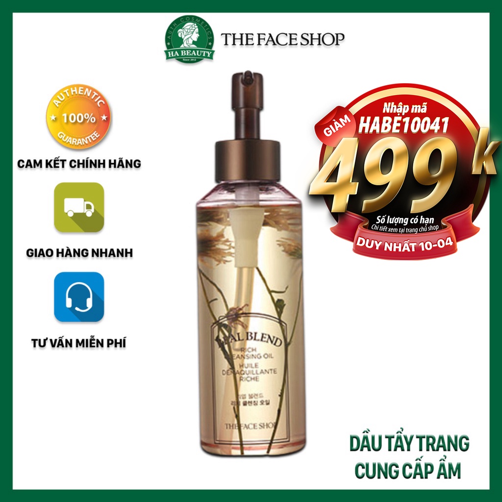 Dầu tẩy trang cung cấp ẩm dưỡng ẩm sạch sâu dịu nhẹ cho da nhạy cảm The Face Shop Real Blend Rich Cleansing Oil 225ml