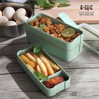 ☘️ Hộp cơm 3 tầng lúa mạch vuông kiểu mới