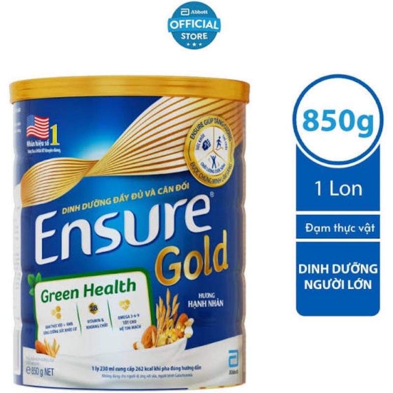 Giare- Sữa Ensure gold Đạm thực vật hạnh nhân 850g