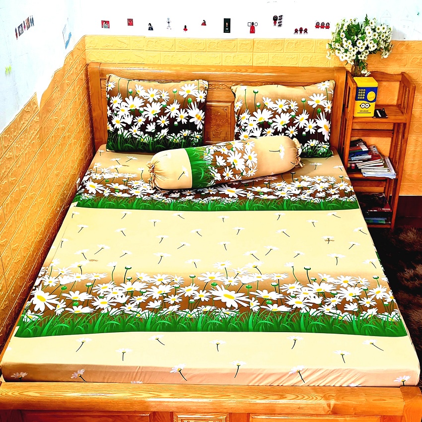 Bộ Drap thun Hàn Quốc đủ size từ 1m đến 1m8, Bộ chăn drap thun chất liệu thun cao cấp không nhăn tại Drap Long Việt
