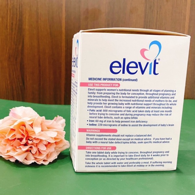 Vitamin dành cho bà bầu Elevit 100 viên chính hãng Bayer Úc giúp mẹ bầu có 1 thai kỳ mạnh khoẻ