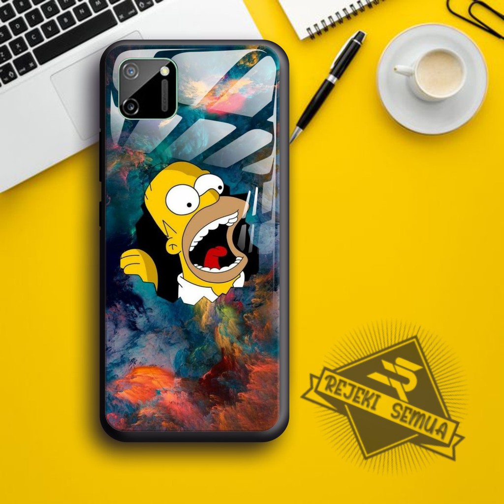 Lưng Ốp Điện Thoại Mặt Kính Họa Tiết Simpsons Cho Realme C1 C2 C3 U1 2 2 Pro 3 Pro 5 5i 5s Pro 6 Pro X Xt C11 C15 (rs) 1001