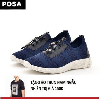 Giày Nam Sneaker  POSA - PSSP006 (Xanh) Tặng Áo