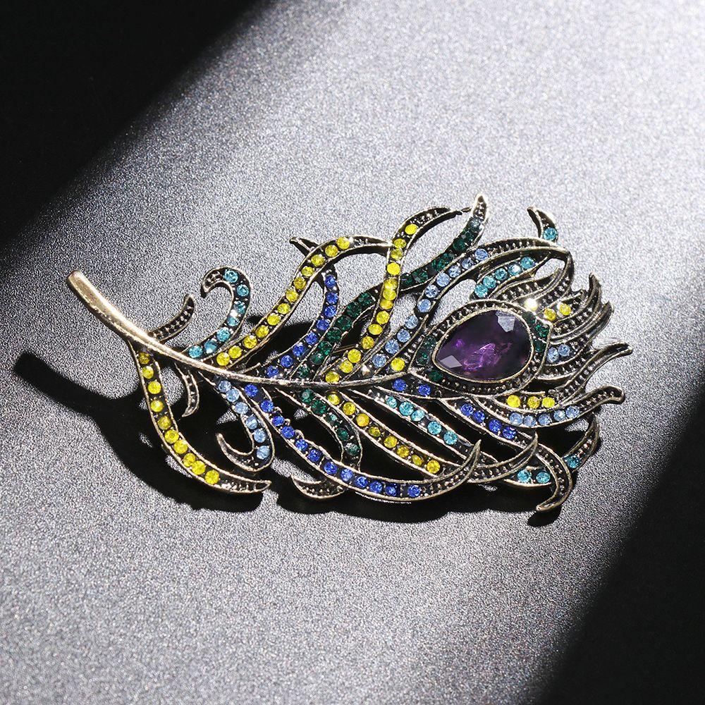 Ghim Cài Áo Hình Chim Công Dành Cho Nữ|Ghim Cài Áo Tráng Men Màu Xanh Đậm Phong Cách Boho Thời Trang
