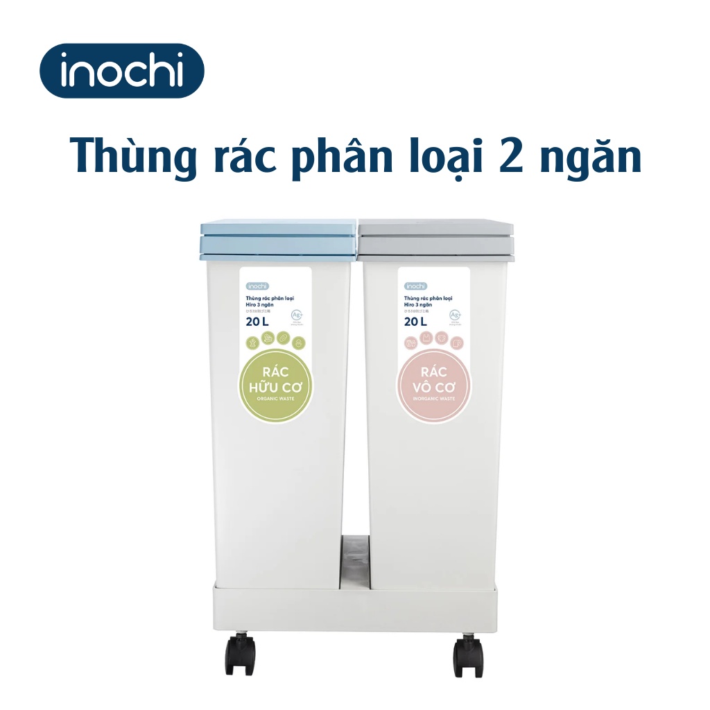 Thùng Rác Phân Loại Hiro INOCHI, Thiết Kế Nắp Bật Thông Minh, Chia Ngăn Dễ Nhận Biết, Chất Liệu Cao Cấp Không Mùi