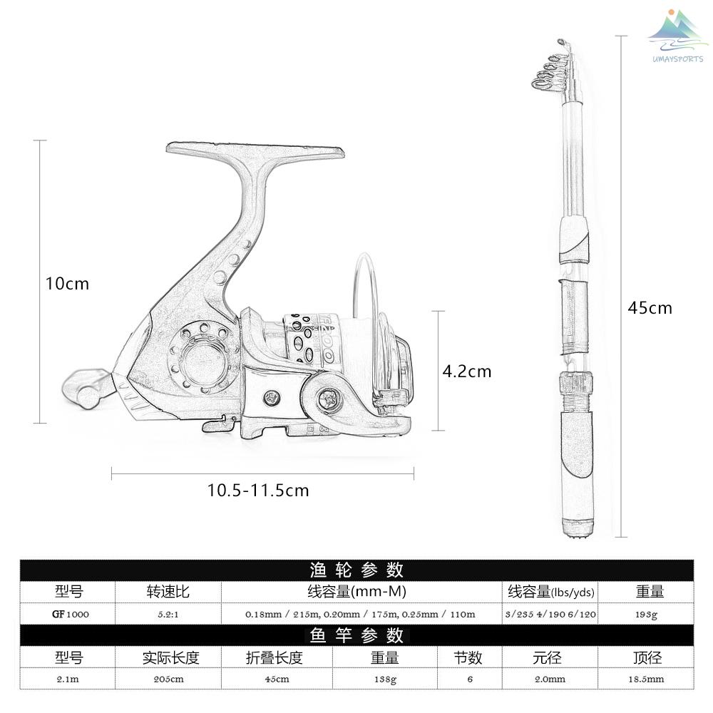 Lixada Bộ Cần Câu Cá Chuyên Nghiệp 2.1m Chất Lượng Cao