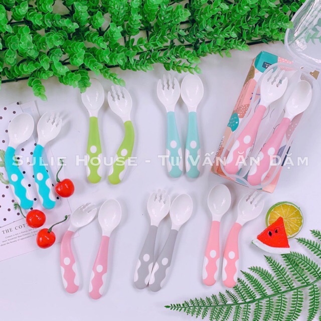Bộ thìa dĩa uốn cong kèm hộp