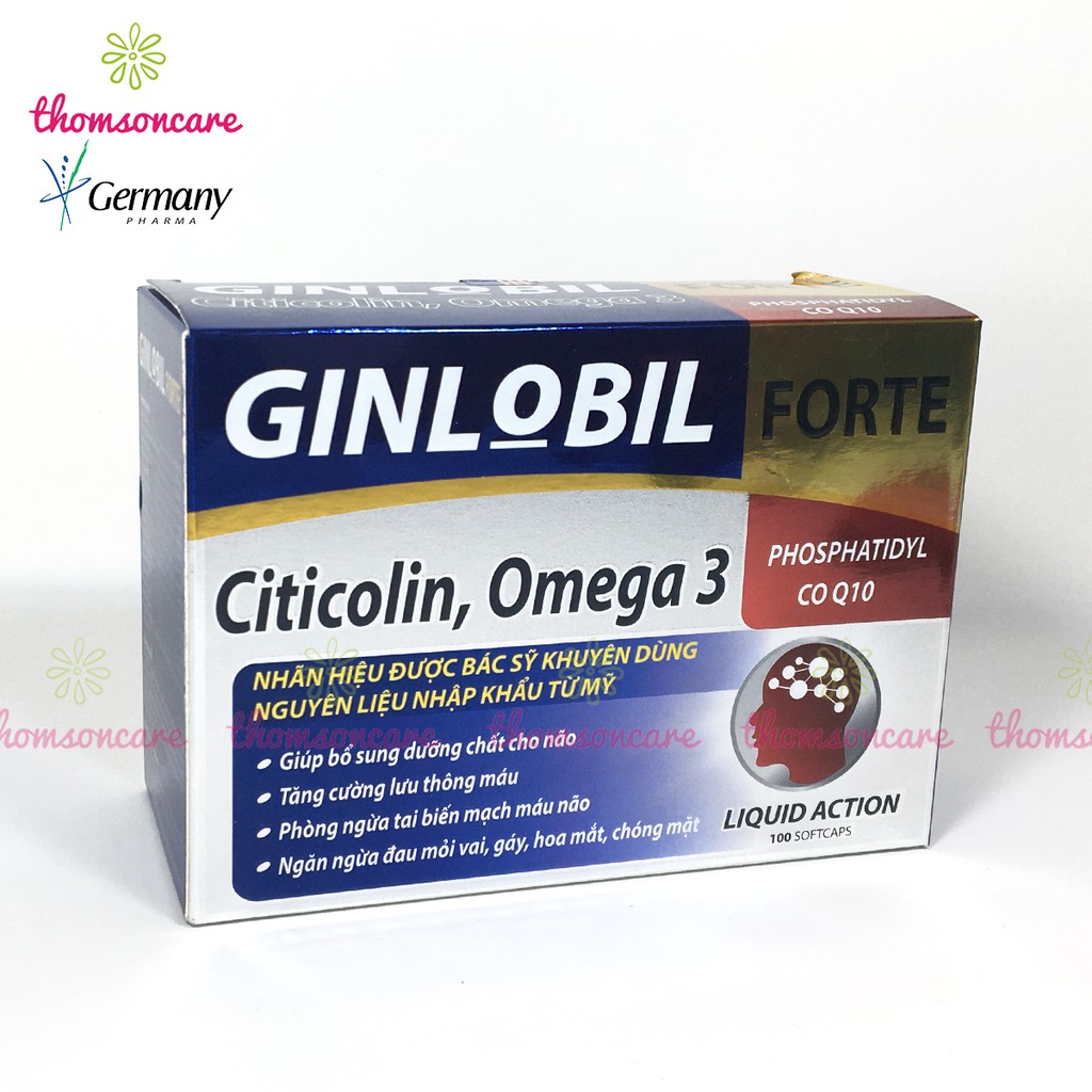 Ngăn ngừa tai biến mạch máu não, tiền đình - Ginlobil Forte Hộp 100v từ Ginkgo Biloba, Omega 3 và cao đinh lăng