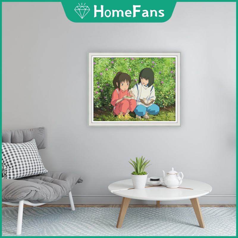 Tranh sơn dầu trang trí hình Totoro (40X50cm)