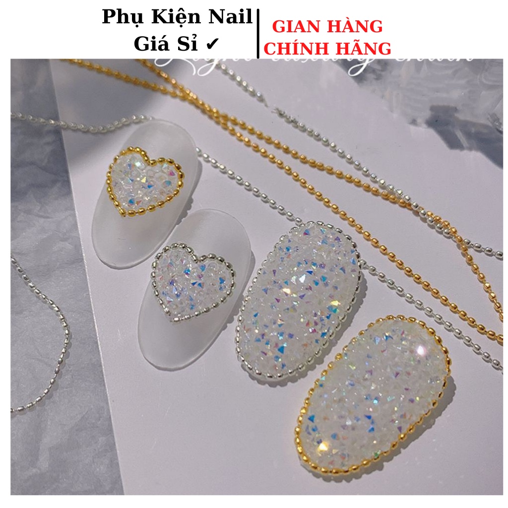 Dây bi dẹt kim loại gắn móng nail