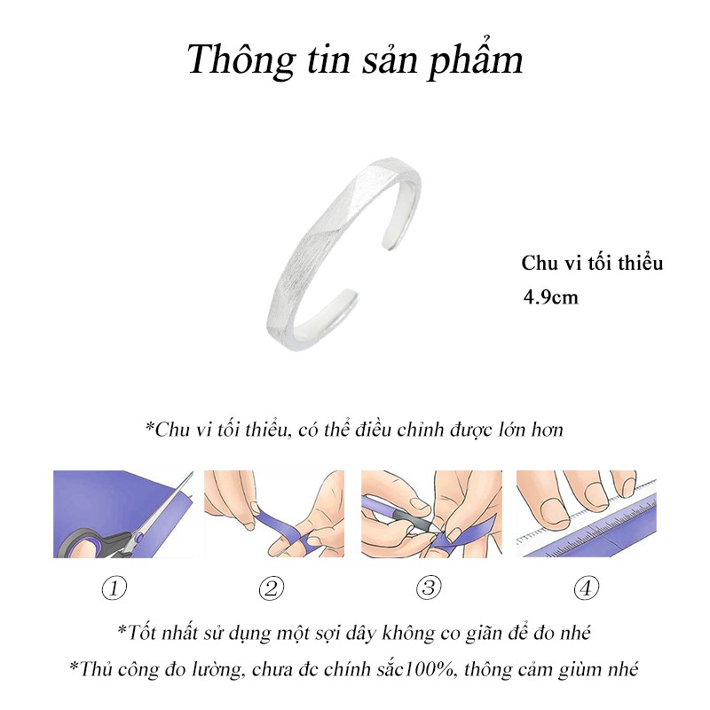 Nhẫn Nữ Hình Mỏng Mạ bạc Công nghệ kéo ghim Màu bạc Làm bằng tay đơn giản NH-061