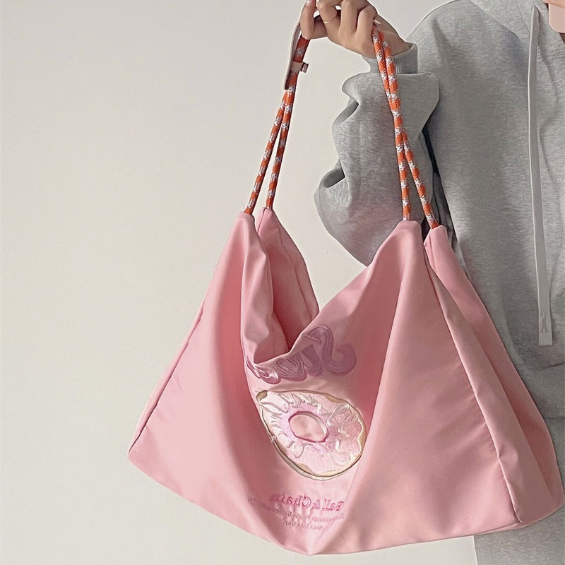 Túi Đeo Vai Vải canvas Cỡ Lớn Thêu Họa Tiết Phong Cách Nhật Bản Thời Trang Cho Nữ