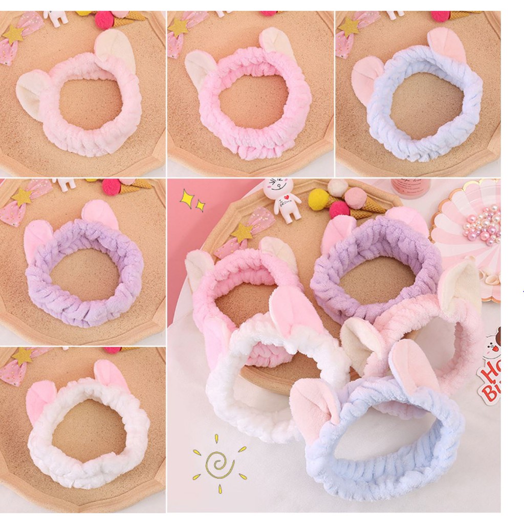 Băng Đô Turban Tai Mèo Vải Nhung Bông Mềm Mịn Siêu Cute Nhiều Màu