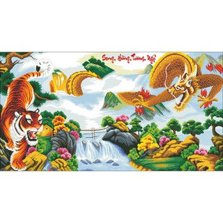 Tranh Thêu Chữ Thập Long Hổ Tương Phùng 2