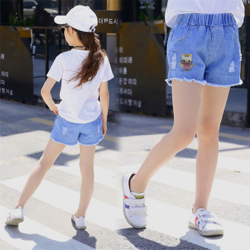 Quần Short Jean Viền Rách Thời Trang Cho Bé Gái Từ 2-8 Tuổi