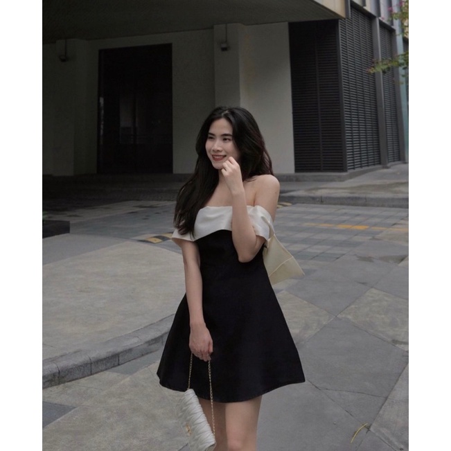 Váy Đầm Trễ Vai Vải Taftan Nơ Lưng Dáng Ngắn Sang Chảnh (ẢNH THẬT+ VIDEO) | BigBuy360 - bigbuy360.vn