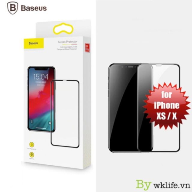 Dán cường lực viền dẻo chính hãng Baseus iPhone X/XS