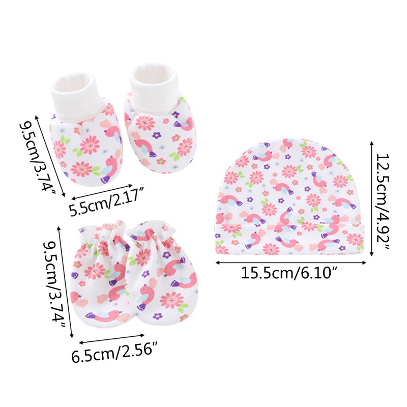 Bộ 3 Đôi Găng Tay Cotton Mềm Mại Chống Trầy Xước Thoải Mái Cho Bé 0-3 Tháng Tuổi