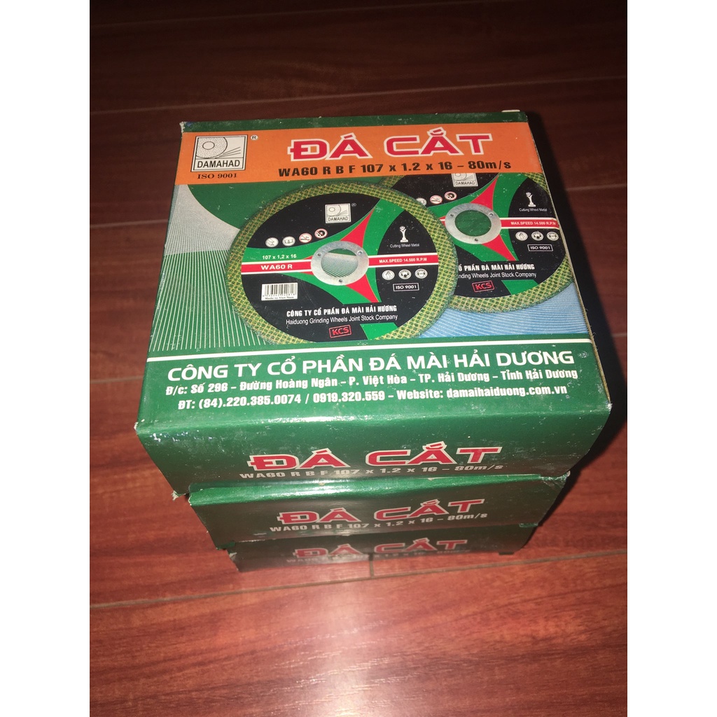 Đá cắt sắt Hải Dương xanh hộp 25 viên phi 100