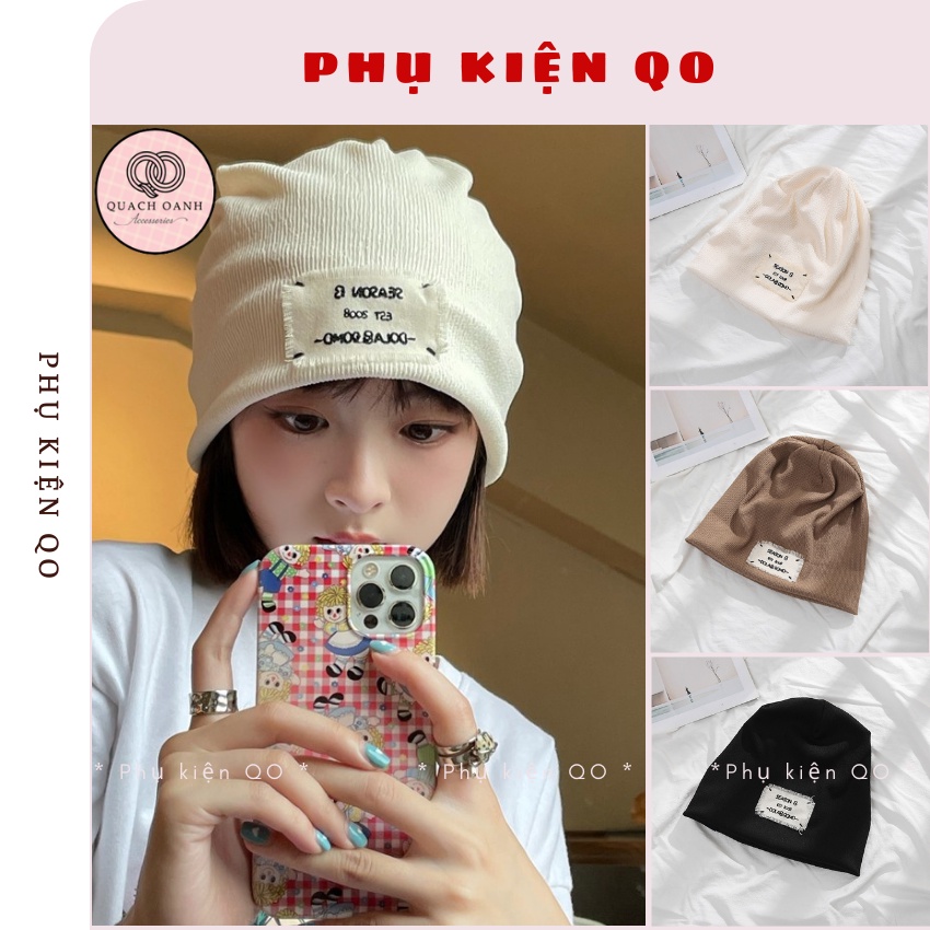 Mũ len dệt kim cao cấp vá lối [ Hàng đẹp lót cotton ] phong cách Hàn Quốc- Phụ kiện QO MLEN01