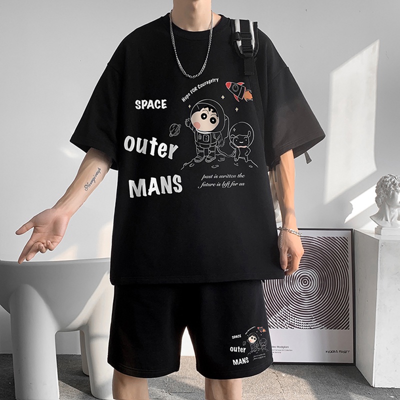 Bộ Đồ Nam Mùa Hè Unisex Cổ Tròn OUTER MANS Phối Quần Short In Họa Tiết Thời Trang Zenkonu QA NAM 117