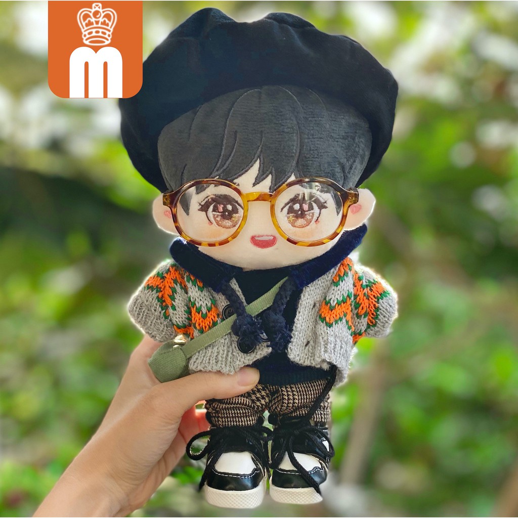 Áo cardigan sân bay và túi xanh cho doll 20cm