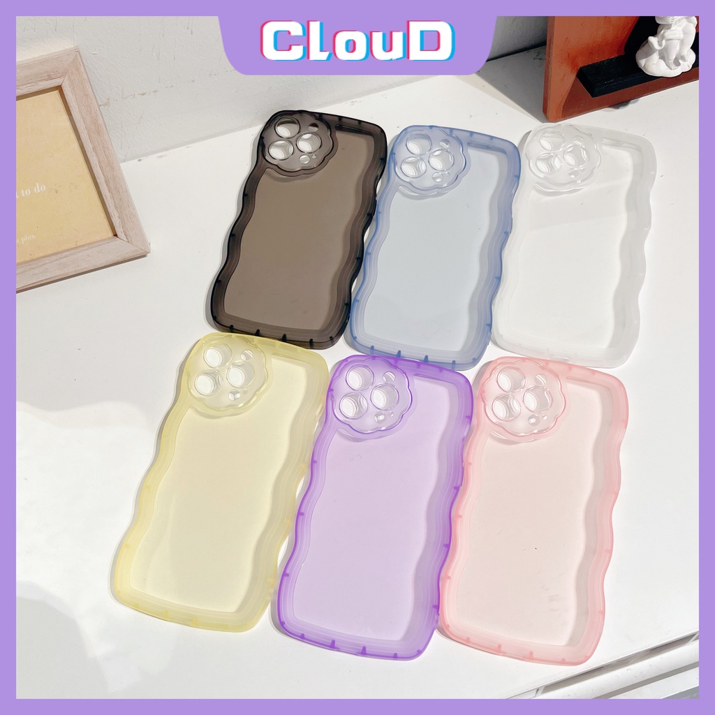Ốp Điện Thoại Tpu Mềm Trong Suốt Chống Sốc Màu Kẹo Viền Lượn Sóng Cho IPhone 13 11 12 Pro Max XR 7plus 8plus XS X 7 8