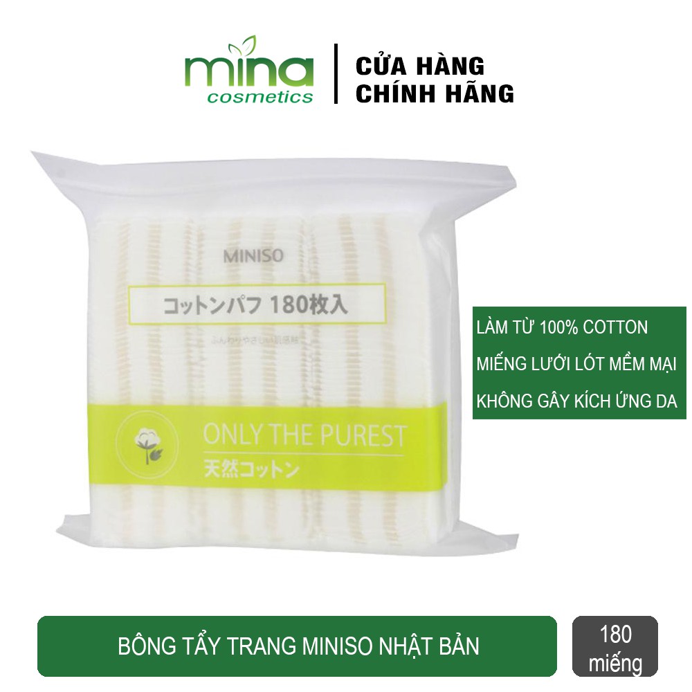 Bông Tẩy Trang Miniso Nhật Bản 180 Miếng | BigBuy360 - bigbuy360.vn
