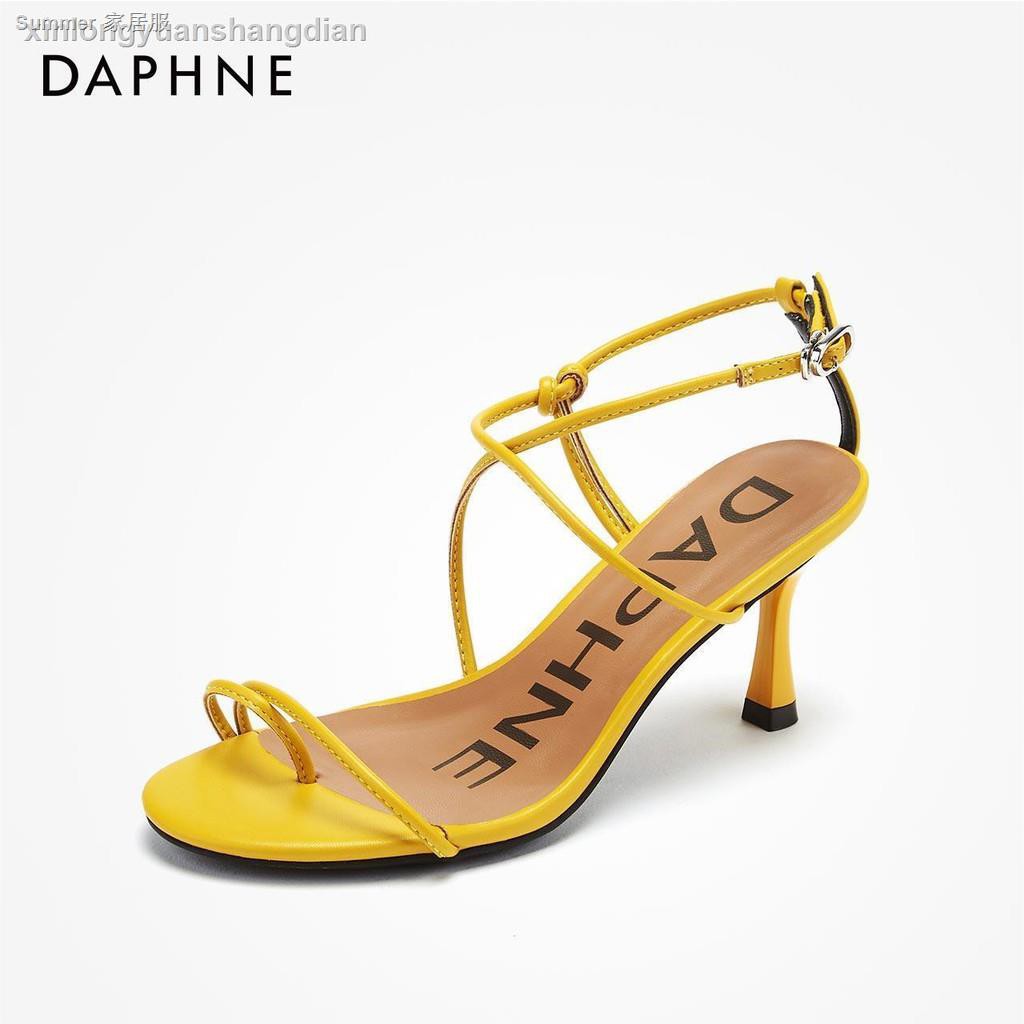 Daphne Giày Sandal Cao Gót Mũi Tròn Phối Dây Đan Chéo Thời Trang Mùa Hè Quyến Rũ