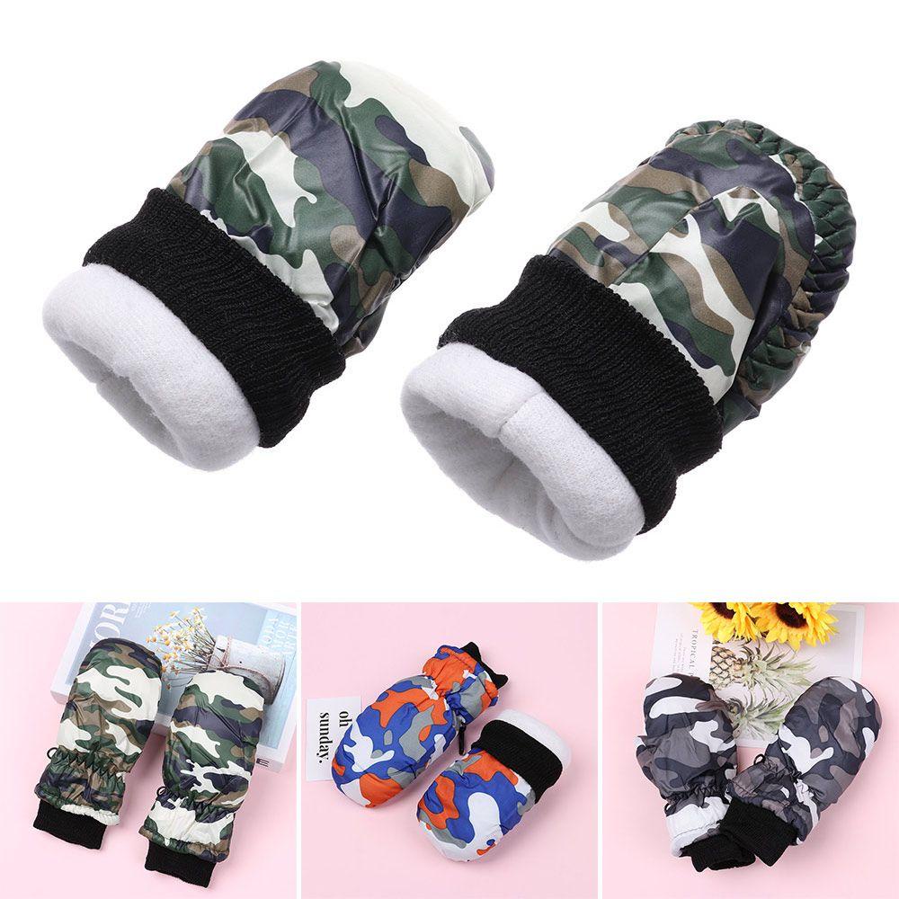 Găng Tay Trượt Tuyết Chống Gió Chống Thấm Nước Họa Tiết Rằn Ri Cá Tính Cho Bé