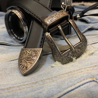 Thắt lưng họa tiết mạ bạc - Pumpkinholic Western belt