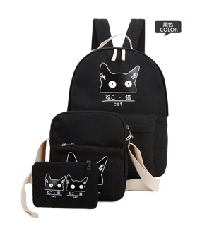 Set balo mèo Nhật (balo+túi chéo+hộp bút)
