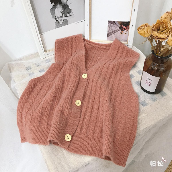 Pala◆ Áo Khoác Len Cardigan Sát Nách Cổ Chữ V Màu Trơn Phong Cách Hàn Quốc Mới | BigBuy360 - bigbuy360.vn