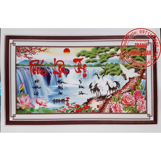 Tranh thêu chữ thập phúc lộc thọ X8074
